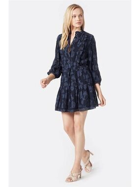 JOIE | Adel Floral Print Long Sleeve Minidress In Deep Sea | XXS